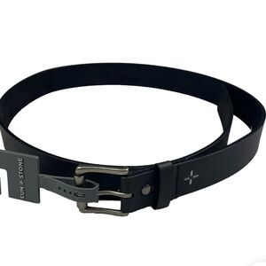 Sun + Stone Men's Black Belt with Silver Buckle